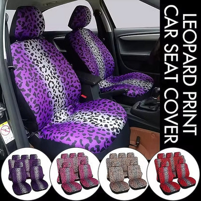 Car Leopard Seat Full Set Universal Protector Front and Rear Seat Covers 5 Pcs/set
