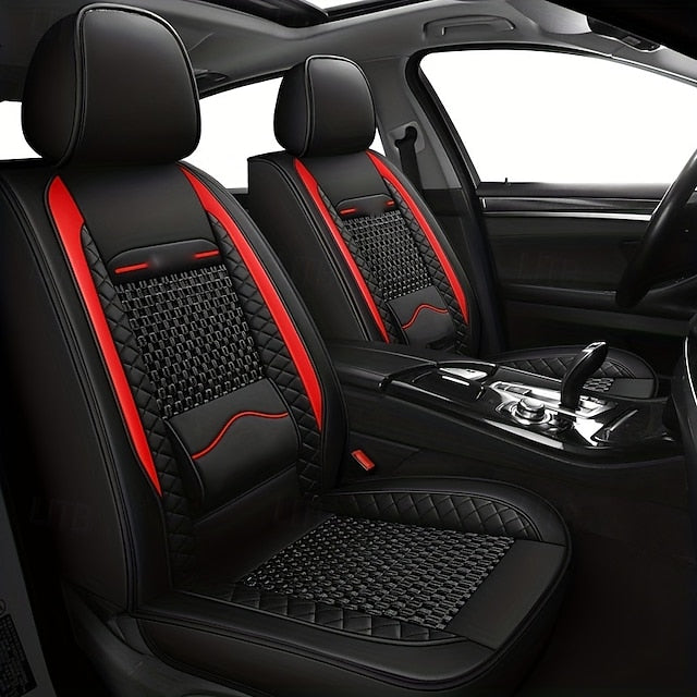 5 Seats Car Seat Covers Full Set  Faux Leather Breathable Universal Front Rear Protector