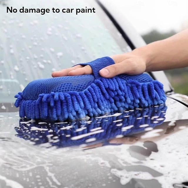 4 Pack Microfiber Car Wash Mitt 2-in-1 Double Sided Chenille Sponge Wash Tool