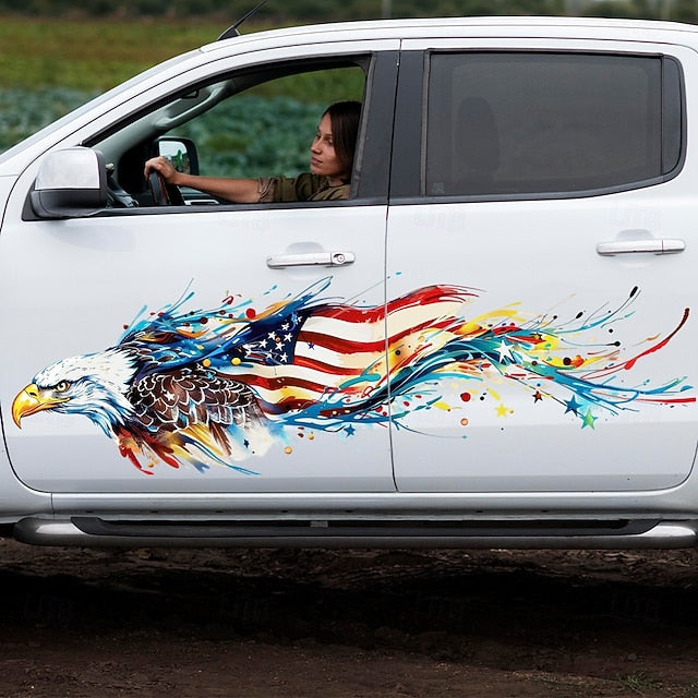 1 Pcs/2 Pcs American Flag Eagle Car Decals Artistic Paint Splash Vinyl Sticker