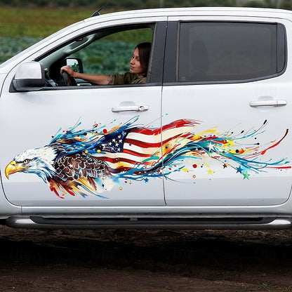 1 Pcs/2 Pcs American Flag Eagle Car Decals Artistic Paint Splash Vinyl Sticker