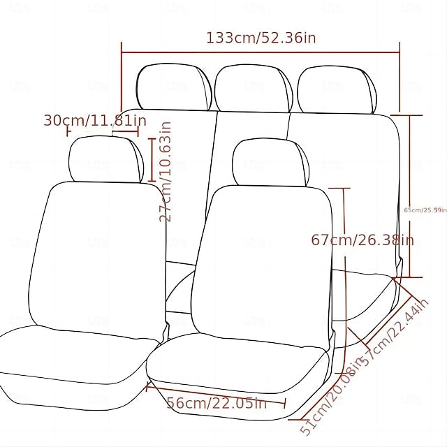 9 Pcs/set Universal Car Seat Covers Full Set Breathable Seat Protectors