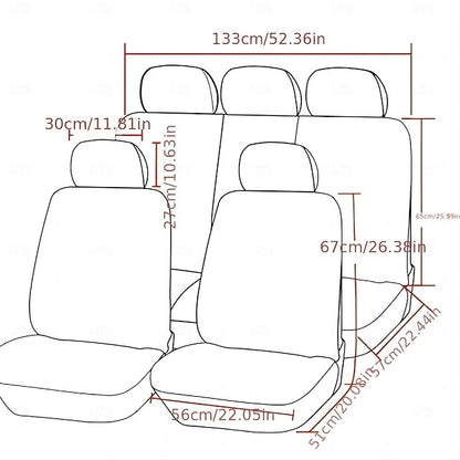 9 Pcs/set Universal Car Seat Covers Full Set Breathable Seat Protectors