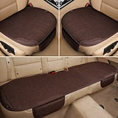 3-Piece Universal Car Seat Covers Full Set Breathable Linen Seat Cushion