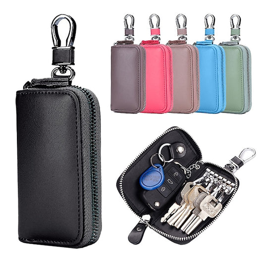 Car Cow Split Leather Key Holder House Key Case Chain Bag Organizer
