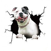 3D Car Stickers Auto  Puppy Broken Window Stickers French Bulldog Vinyl Decals