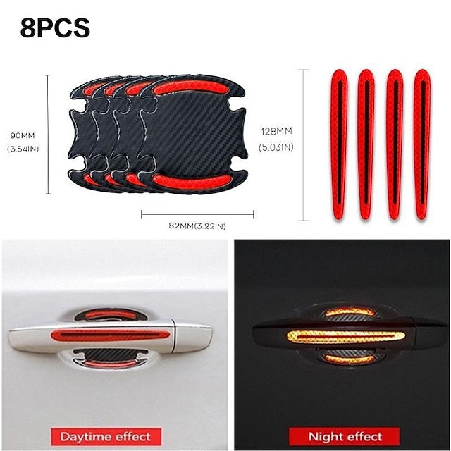 4pcs/8pcs Universal 3D Carbon Fiber Door Handle Sticker