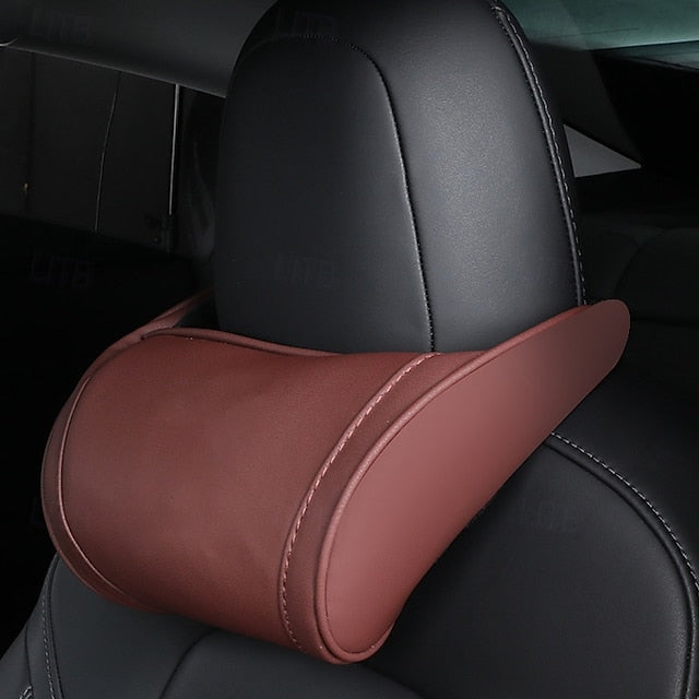 Genuine Leather Hanging Car Seat Pillow Neck Support Headres