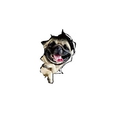 3D Car Stickers Auto  Puppy Broken Window Stickers French Bulldog Vinyl Decals