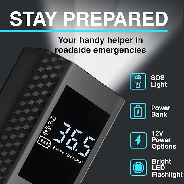 Car Portable Air Compressor Cordless Digital LCD Tire Inflator Electric Air Pump