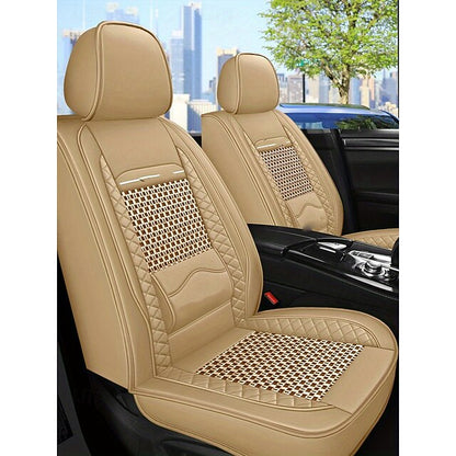 5 Seats Car Seat Covers Full Set  Faux Leather Breathable Universal Front Rear Protector