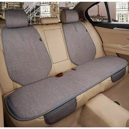 Universal 7pcs Car Seat Covers Full Set Breathable Linen Front Rear Seat Cushions
