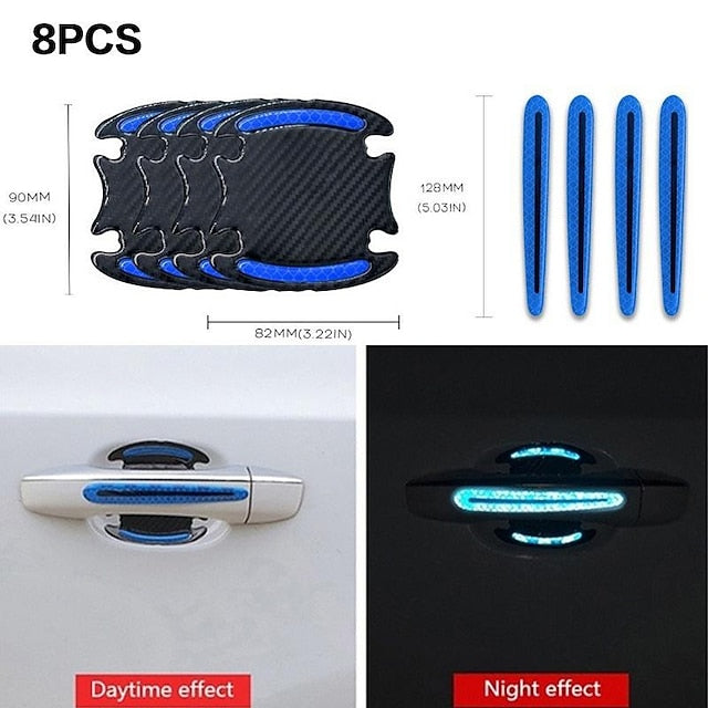 4pcs/8pcs Universal 3D Carbon Fiber Door Handle Sticker
