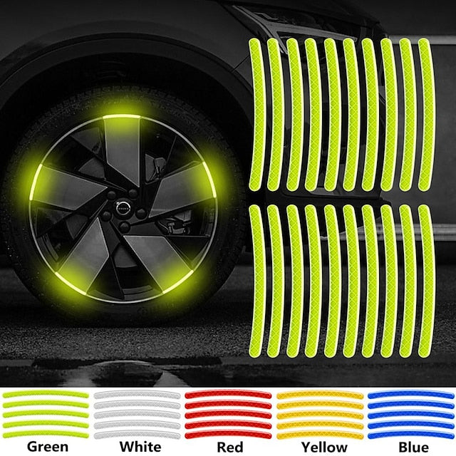40pcs Car Motorcycle Wheel Hub Reflective Strip Sticker Warning Sticker