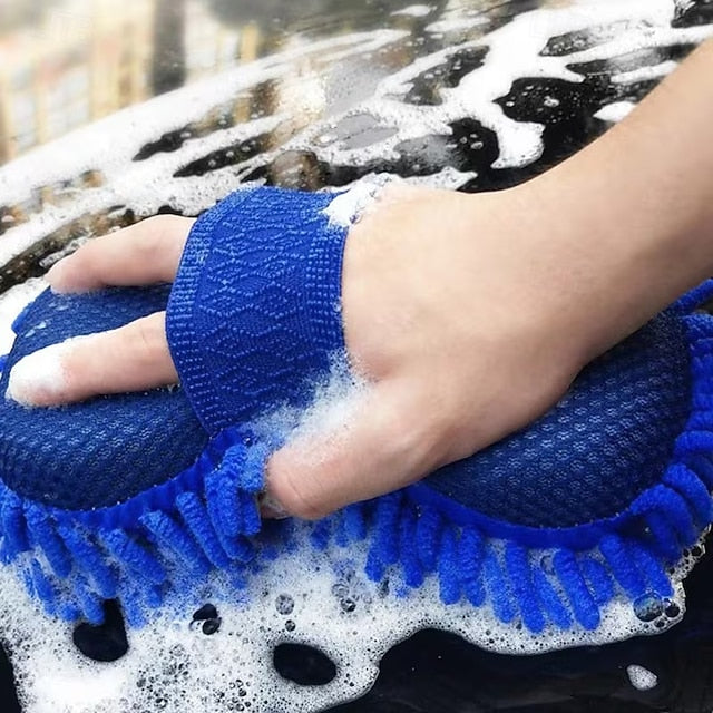 4 Pack Microfiber Car Wash Mitt 2-in-1 Double Sided Chenille Sponge Wash Tool