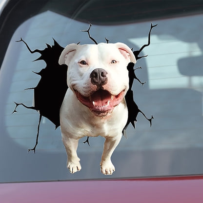 3D Car Stickers Auto  Puppy Broken Window Stickers French Bulldog Vinyl Decals