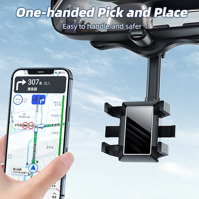 Car 360° Rotate Review Mirror Universal Adjustable  Phone Holder