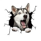 3D Car Stickers Auto  Puppy Broken Window Stickers French Bulldog Vinyl Decals