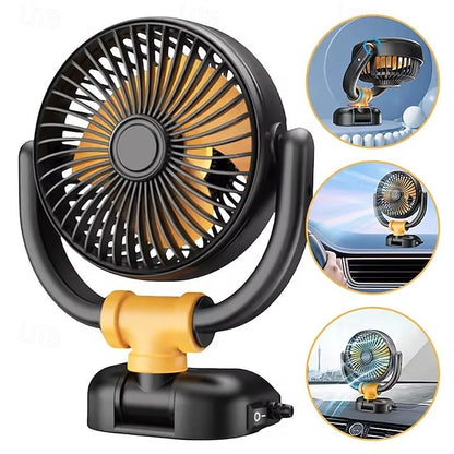 Car Fan 12V 24V USB Powered 360° Rotatable Portable Cooling Fan