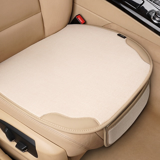 Universal 7pcs Car Seat Covers Full Set Breathable Linen Front Rear Seat Cushions