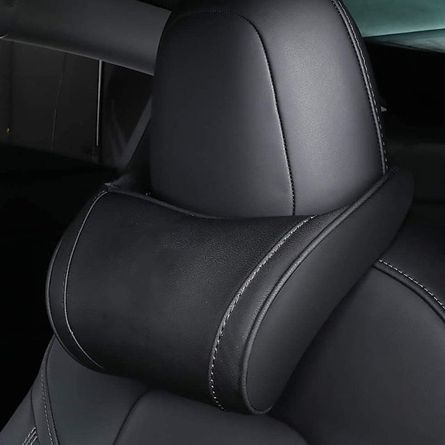 Genuine Leather Hanging Car Seat Pillow Neck Support Headres