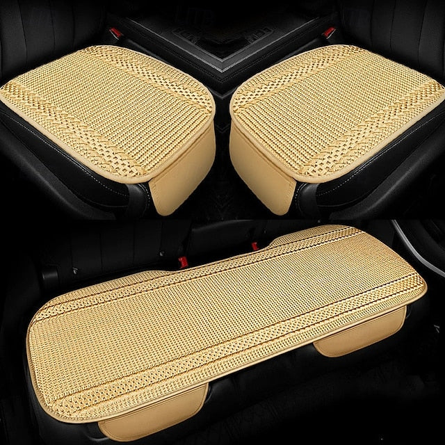 Universal Car Seat Cushion Covers 3-Piece Set Breathable Cooling Woven Seat Protectors