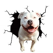 3D Car Stickers Auto  Puppy Broken Window Stickers French Bulldog Vinyl Decals