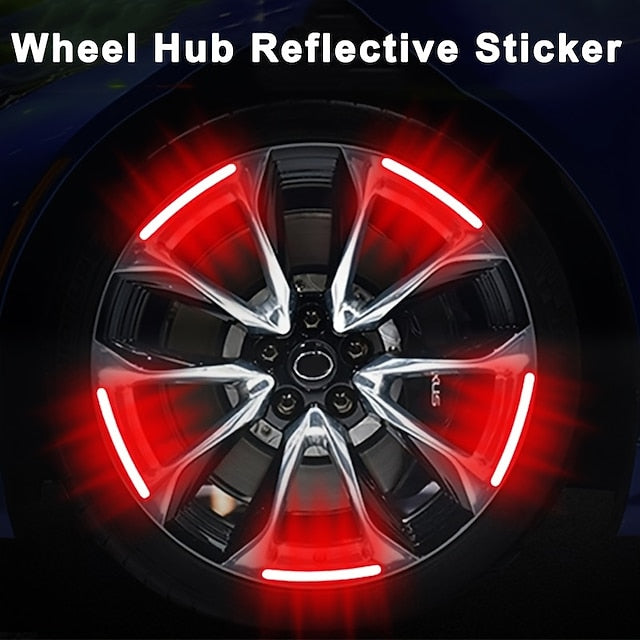 40pcs Car Motorcycle Wheel Hub Reflective Strip Sticker Warning Sticker