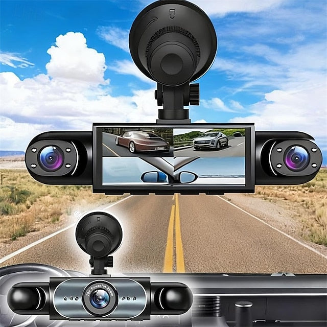 Car Dash Cam Front Cabin and Rear 1080P Rotatable Lens Dashcam Loop Recording Monitor