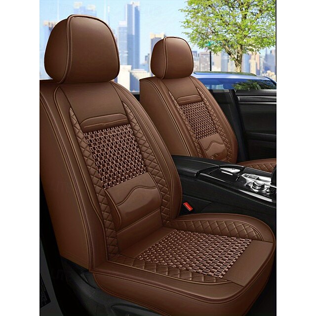 5 Seats Car Seat Covers Full Set  Faux Leather Breathable Universal Front Rear Protector