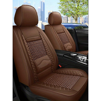 5 Seats Car Seat Covers Full Set  Faux Leather Breathable Universal Front Rear Protector