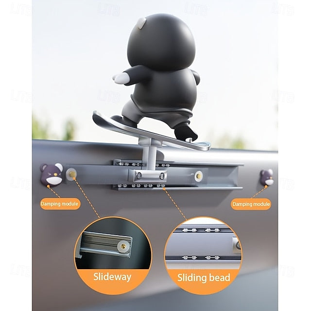 Car Dashboard Ornament Skateboard Bear Cartoon Animal Dashboard Pendant