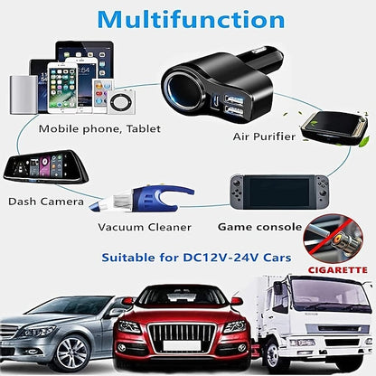 Car USB Splitter 4 In 1 USB Charger 36W Multi USB Cigarette Adapter