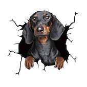 3D Car Stickers Auto  Puppy Broken Window Stickers French Bulldog Vinyl Decals