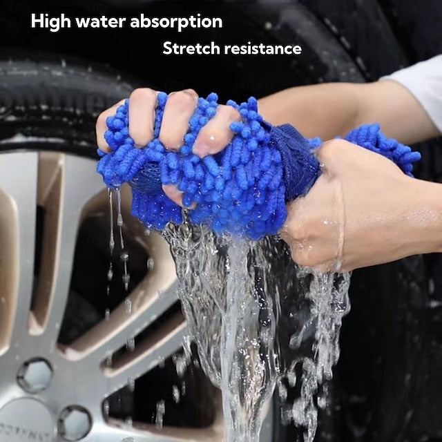 4 Pack Microfiber Car Wash Mitt 2-in-1 Double Sided Chenille Sponge Wash Tool