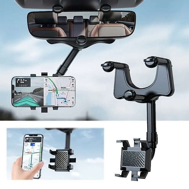 Car 360° Rotate Review Mirror Universal Adjustable  Phone Holder