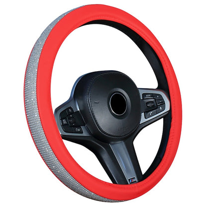 Diamond Leather Bling Crystal Rhinestones Universal Steering Wheel Cover