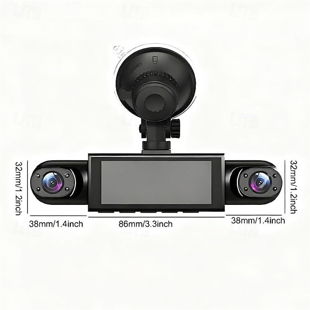 Car Dash Cam Front Cabin and Rear 1080P Rotatable Lens Dashcam Loop Recording Monitor