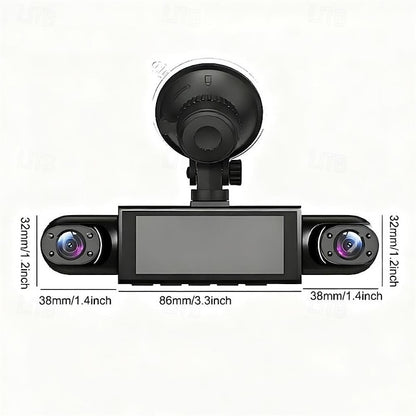 Car Dash Cam Front Cabin and Rear 1080P Rotatable Lens Dashcam Loop Recording Monitor