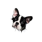 3D Car Stickers Auto  Puppy Broken Window Stickers French Bulldog Vinyl Decals