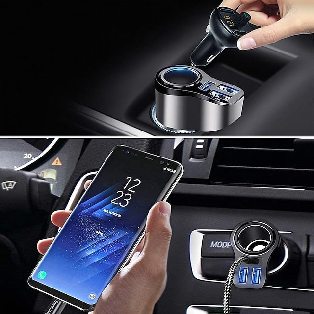 Car USB Splitter 4 In 1 USB Charger 36W Multi USB Cigarette Adapter