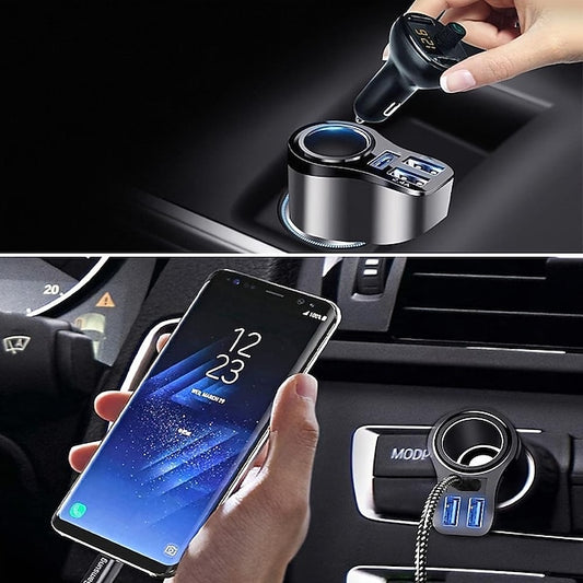 Car USB Splitter 4 In 1 USB Charger 36W Multi USB Cigarette Adapter