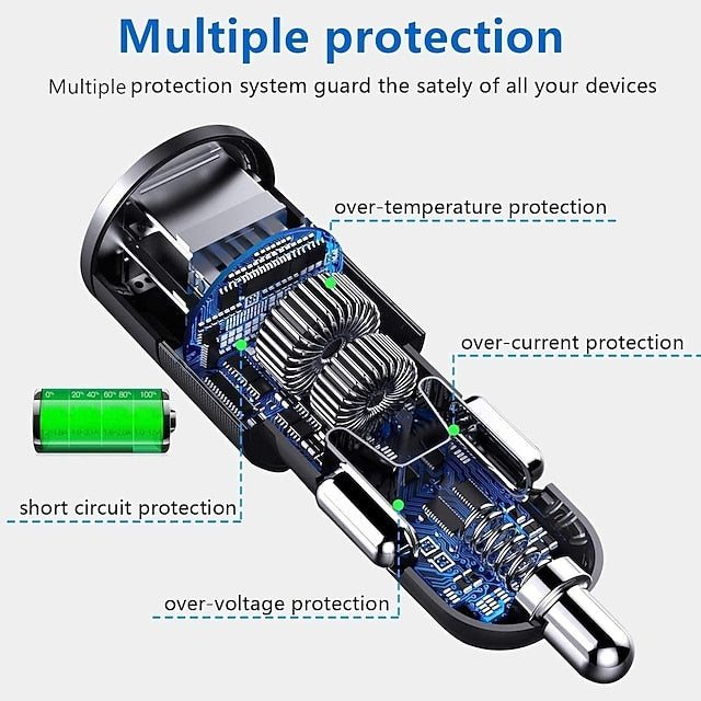 Car USB Splitter 4 In 1 USB Charger 36W Multi USB Cigarette Adapter