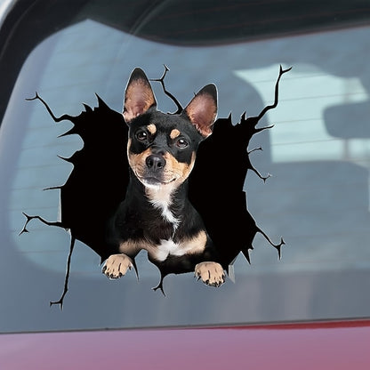 3D Car Stickers Auto  Puppy Broken Window Stickers French Bulldog Vinyl Decals