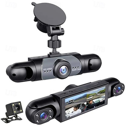 Car Dash Cam Front Cabin and Rear 1080P Rotatable Lens Dashcam Loop Recording Monitor