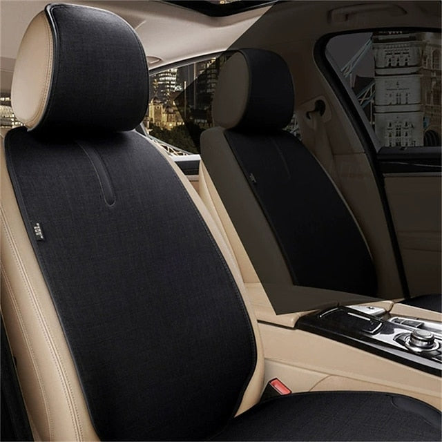 Car Universal Linen Breathable All-Season Fabric Backrest Headrest Seat Cushion Set