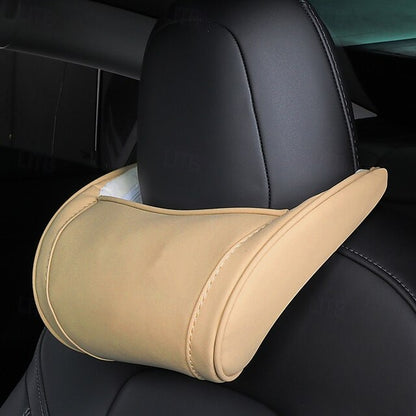 Genuine Leather Hanging Car Seat Pillow Neck Support Headres