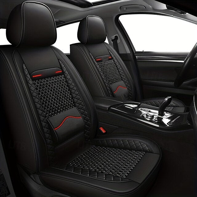 5 Seats Car Seat Covers Full Set  Faux Leather Breathable Universal Front Rear Protector