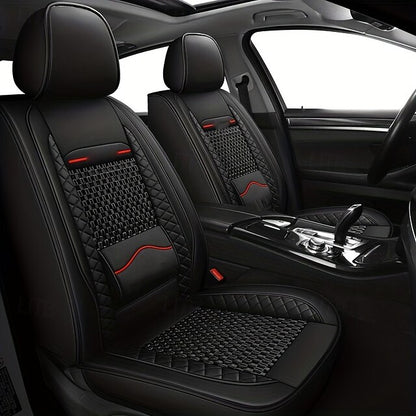 5 Seats Car Seat Covers Full Set  Faux Leather Breathable Universal Front Rear Protector