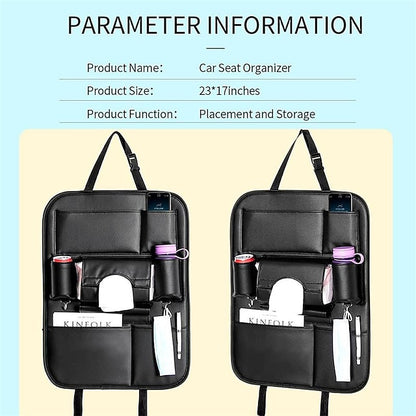 2 Pack Car Seat Back Organizer PU Leather Seat Protector Organizer